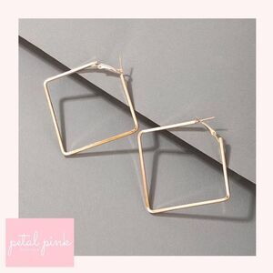 Chic 2” Square Hoops Silver or Gold Color Boho Chic